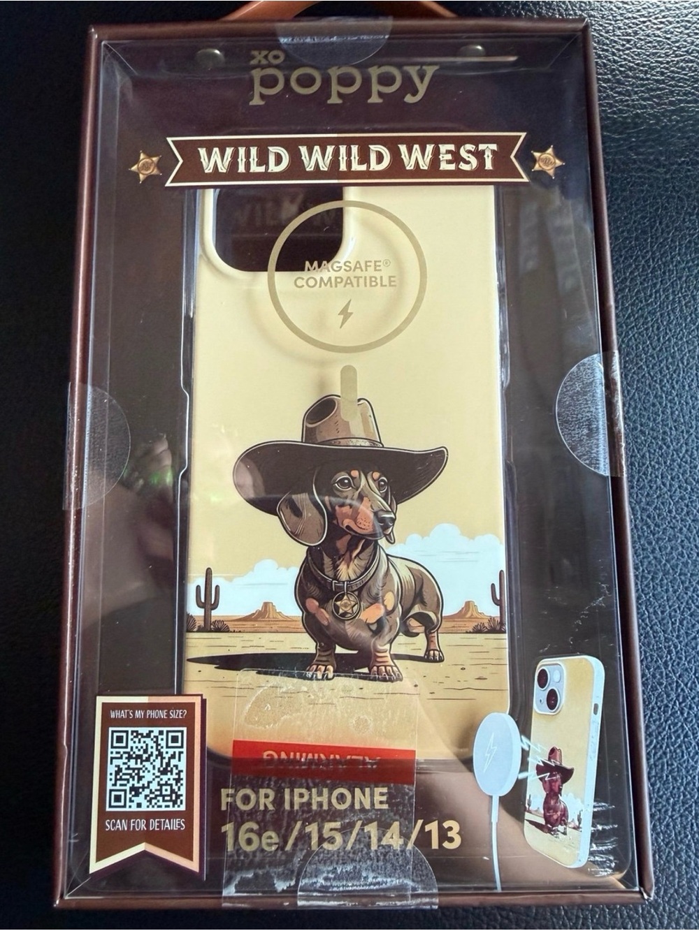 Poppy XO Cowboy Wild West Dachshund iPhone Case 16e/15/14/13
